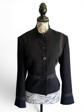 🇨🇦 Vintage Tristan & Iseut Black Military Victorian Jacquard Jacket Gothic